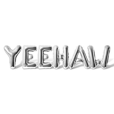 16 Inch Silver YEEHAW Letter Balloon Banner Image 1