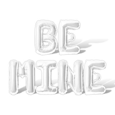 16 Inch White BE MINE Letter Balloon Banner Image 1