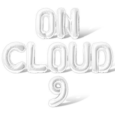 16 Inch White ON CLOUD 9 Letter Balloon Banner Image 1