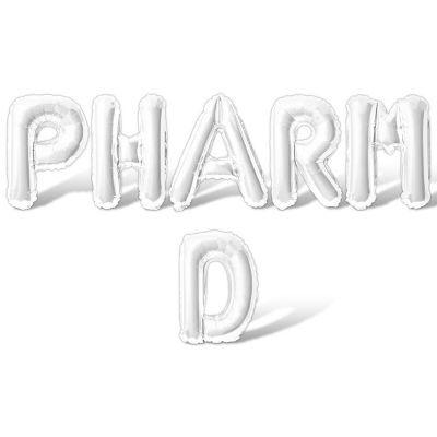 16 Inch White PHARMD Letter Balloon Banner Image 1