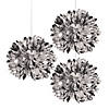 16" Metallic Silver Fluff Balls - 3 Pc. Image 1