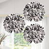 16" Metallic Silver Fluff Balls - 3 Pc. Image 2