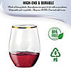 16 oz. Clear with Gold Elegant Stemless Plastic Wine Glasses (32 Glasses) Image 2