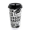 16 oz. Congrats Hashtag Graduation Disposable Paper Coffee Cups with Lids - 12 Ct. Image 1