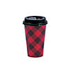 16 oz. Red Buffalo Plaid Disposable Paper Coffee Cups with Lids - 12 Ct. Image 1