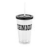 16 oz. Senior Clear Reusable Plastic Tumbler with Lid & Straw Image 1