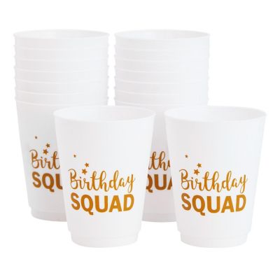 16 Pack Reusable Plastic Birthday Party Cups, White, 16 oz Image 1