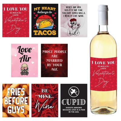 16 PCS Anti-Valentines Funny Wine Labels Image 1