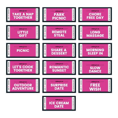 16 Pcs Fuchsia Love Coupons for Couples Image 1