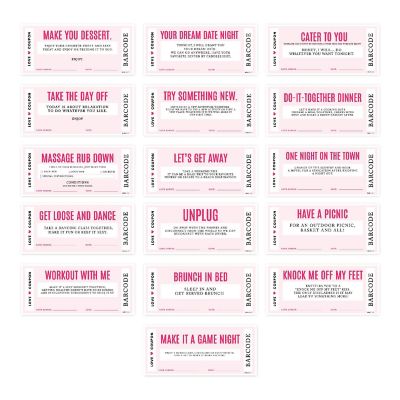 16 Pcs Pink Love Coupons for Couples Image 1