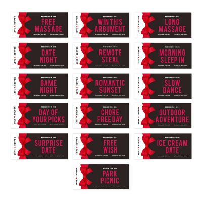 16 Pcs Red Bow Love Coupons for Couples Image 1