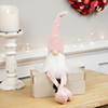 16" Pink and White Sitting Spring Gnome Figure Image 1