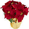 16" Red Artificial Christmas Poinsettia Arrangement with Gold Wrapped Pot Image 2