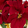 16" Red Artificial Christmas Poinsettia Arrangement with Gold Wrapped Pot Image 3