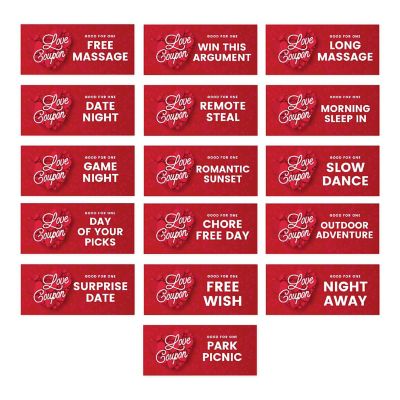 16 Red Hearts Love Coupons for Couples Image 1