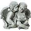 16" Sitting Cherub Angels with Bow and Heart Outdoor Garden Statue Image 1