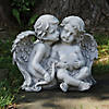 16" Sitting Cherub Angels with Bow and Heart Outdoor Garden Statue Image 1