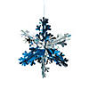 16" Snowflake Blue & Silver Foil Hanging Decorations - 12 Pc. Image 1