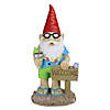 16" Summer Time "Welcome" Gnome Outdoor Garden Statue Image 1