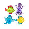 16" Under the Sea Hanging Tissue Paper Pom-Pom Decorations - 4 Pc. Image 1