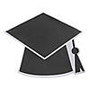 16" x 13" Bulk 50 Ct. Graduation Cap Black Disposable Paper Placemats Image 1