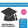 16" x 13" Bulk 50 Ct. Graduation Cap Black Disposable Paper Placemats Image 2