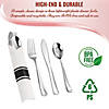 160 Pc. Silver Plastic Cutlery in White Napkin Rolls Set - Napkins, Forks, Knives, Spoons and Paper Rings (40 Guests) Image 3