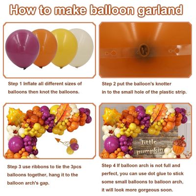 163Pcs Fall Orange Balloon Arch Kit with Maple Leaf Foil Balloons Image 2