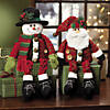 17" Dangle-Leg Santa & Snowman Christmas Decorations - 2 Pc. Image 1