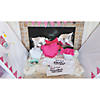 17" Fleece Pink & Blue Heart-Shaped Tied Pillow Craft Kit - Makes 6 Image 3