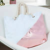 18 1/2" x 4 1/2" x 13" Large Rose Gold Diagonal Print Cotton Tote Bag with Rope Handles Image 1