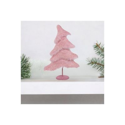 18.5" Fabric Sequin Christmas Tree: Pink Image 1