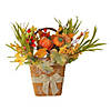 18" Artificial Fall Harvest with Bow Wall Basket Image 1