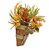 18" Artificial Fall Harvest with Bow Wall Basket Image 1