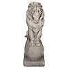 18" Lion Sitting on Ball Pedestal Outdoor Garden Statue Image 1