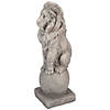 18" Lion Sitting on Ball Pedestal Outdoor Garden Statue Image 3