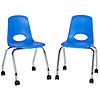 18" Mobile Chair with Casters, 2-Pack - Blue Image 1