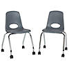 18" Mobile Chair with Casters, 2-Pack - Gray Image 1