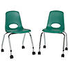 18" Mobile Chair with Casters, 2-Pack - Green Image 1