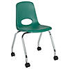 18" Mobile Chair with Casters, 2-Pack - Green Image 1