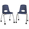 18" Mobile Chair with Casters, 2-Pack - Navy Image 1