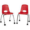 18" Mobile Chair with Casters, 2-Pack - Red Image 1