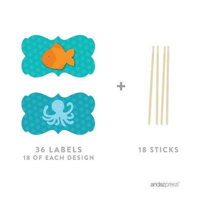 18 Nautical Fish Octopus Cupcake Toppers Image 1