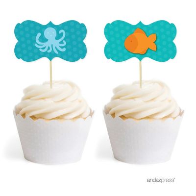 18 Nautical Fish Octopus Cupcake Toppers Image 2