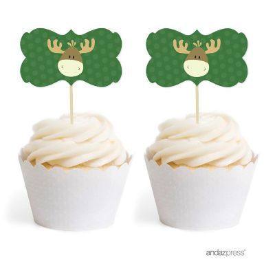 18 Rustic Woodland Moose Cupcake Toppers Image 1