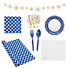 180 Pc. Blue Gingham &amp; Daisies Disposable Tableware Kit for 24 Guests Image 1