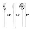 180 Pc. Silver with White Handle Moderno Disposable Plastic Cutlery Set - Spoons, Forks and Knives (60 Guests) Image 1