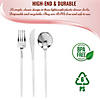 180 Pc. Silver with White Handle Moderno Disposable Plastic Cutlery Set - Spoons, Forks and Knives (60 Guests) Image 2