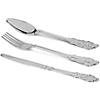 1800 Pc. Shiny Metallic Silver Baroque Plastic Cutlery Set - Spoons, Forks and Knives (600 Guests) Image 1
