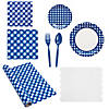 185 Pc. Blue Gingham Party Disposable Tableware Kit for 24 Guests Image 1